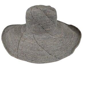 Mar Y Sol Handmade Gray Natural Raffia Wide Brim Sun Hat